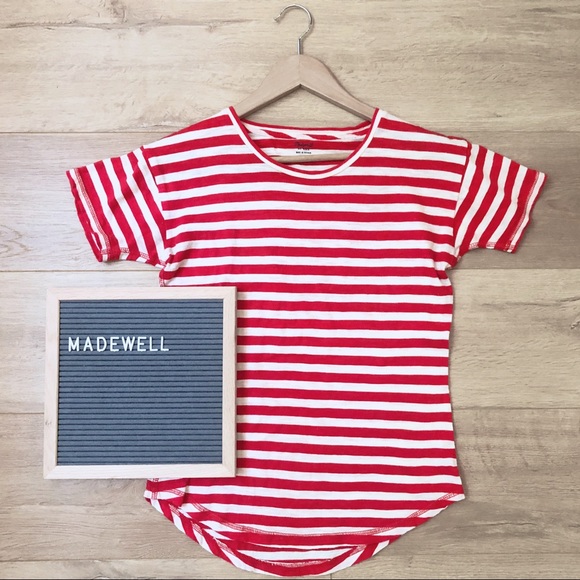 MADEWELL • Red and White Striped T Shirt - Picture 1 of 4